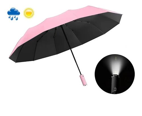 Paraguas De Apertura Y Cierre Automático Con Luz Led Rosa