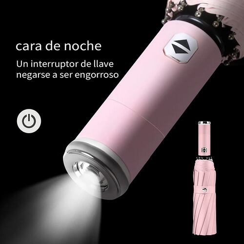 Paraguas De Apertura Y Cierre Automático Con Luz Led Rosa