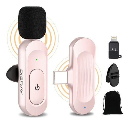 Micrófono De Solapa Inalámbrico Para Android iPhone iPad Rosa