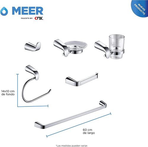 CNX Accesorios para Baño con Acabado Satinado, Fabricados en Zinc, Toallero, Porta-Jabón, Porta-Vasos y Más…