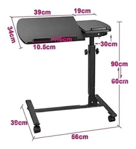 Mesa Para Laptop Plegable Con Llantas Y Altura Ajustable