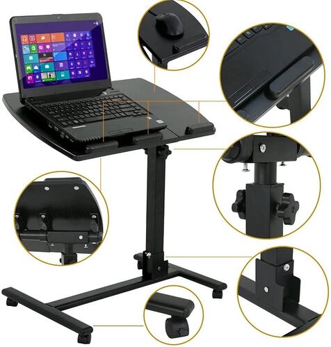 Mesa Para Laptop Plegable Con Llantas Y Altura Ajustable