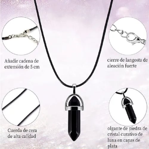 Dije De Cuarzo Natural Gema Prisma Cristal Negro