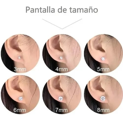 Aretes Zirconia Acero Inoxidable Hipoalergénico 6 Pares Plata