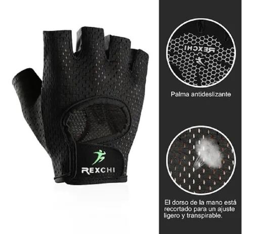 Guantes Gym Deporte Crossfit Unisex Negro-s