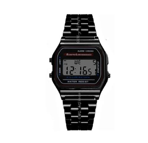 Reloj Retro Metal Dama Negro