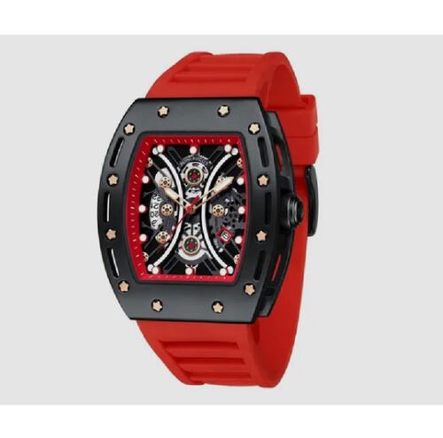 Reloj De Cuarzo De Silicona Impermeable A La Moda P/hombre Rojo
