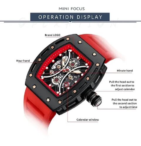 Reloj De Cuarzo De Silicona Impermeable A La Moda P/hombre Rojo