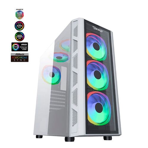 Gabinete Ocelot Gaming OG-C White Blixard, E-ATX, Cristal Templado, sin Fuente, Blanco.