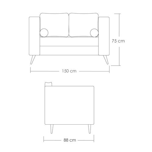 Sofá Berlín 2 Plazas Sillón Tela De Lino Moderno Minimalista (Gris claro)