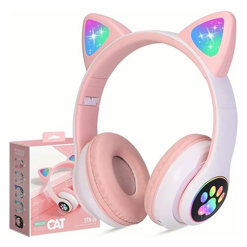 Audífonos Bluetooth De Orejas De Gato Para Niños.