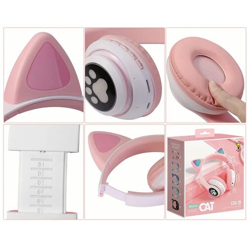 Audífonos Bluetooth De Orejas De Gato Para Niños.