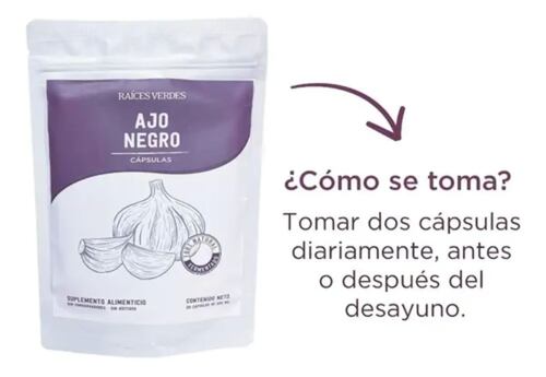 Ajo Negro 60 Cápsula 500mg Raíces Verdes 100% Natural Kosher