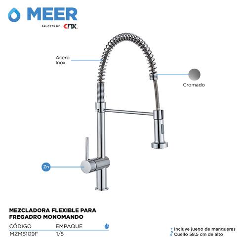 CNX Mezcladora Monomando Flexible para Fregadero con Sostenedor de Cuello Con Kit de Instalacion