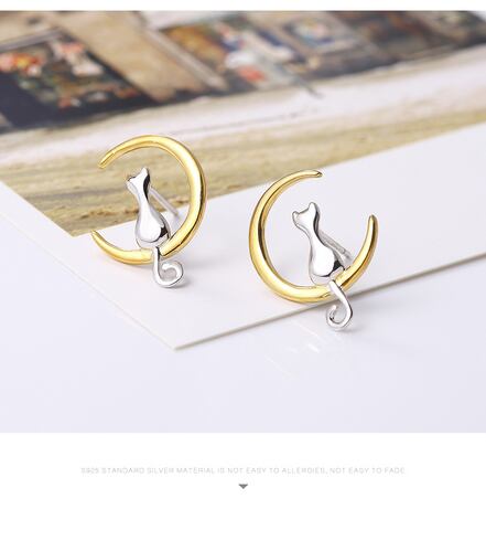 Aretes Gatito De Plata 0.925 - 476