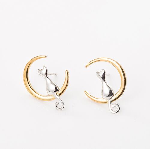Aretes Gatito De Plata 0.925 - 476