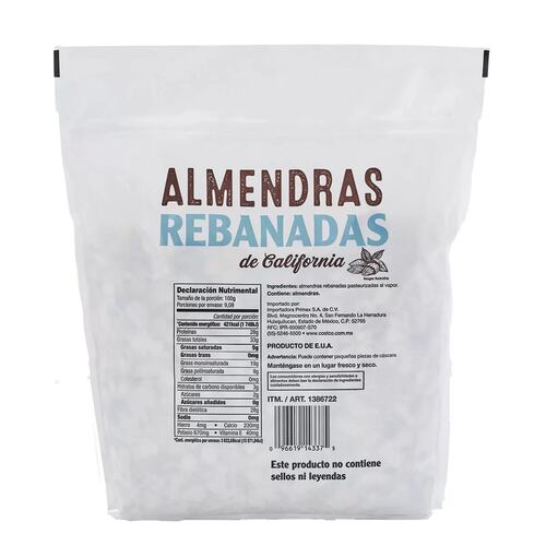 Almendras Rebanadas De California 908g Kirkland 