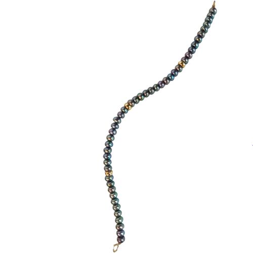 Pulsera de Perlas Botón Negras 5.5 Mm Con Donas De 14 K + Obsequio