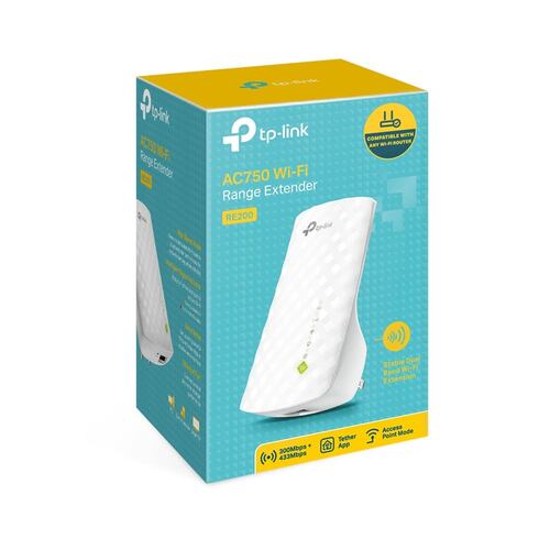 Repetidor Wi-Fi TP-Link RE200, Access Point, AC750, Doble Banda, Blanco.