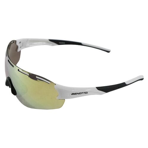 Lentes Ciclista Armazón Blanco Negro Mica Dorada Benotto