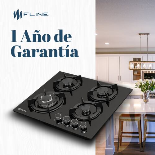 Parrilla de Gas Empotrable 4 Quemadores Vidrio templado | Oslo 4 | FLINE