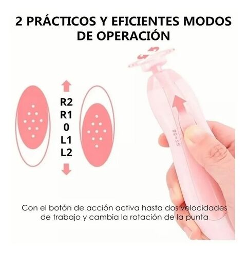 Lima De Uñas Eléctrica Para Bebés Portátil Luz Led Rosa