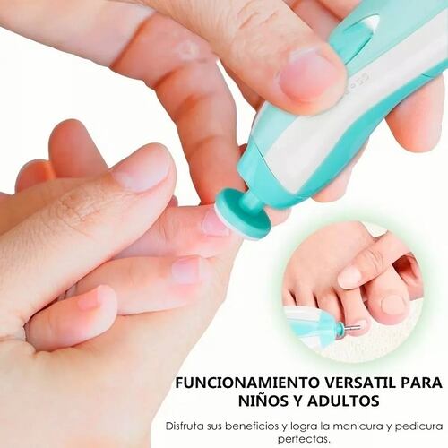 Lima De Uñas Eléctrica Para Bebés Portátil Luz Led Azul