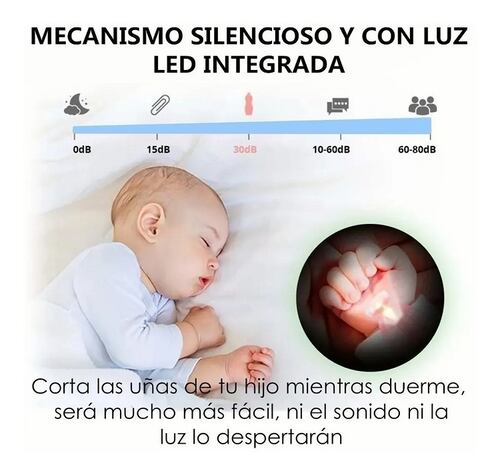 Lima De Uñas Eléctrica Para Bebés Portátil Luz Led Azul