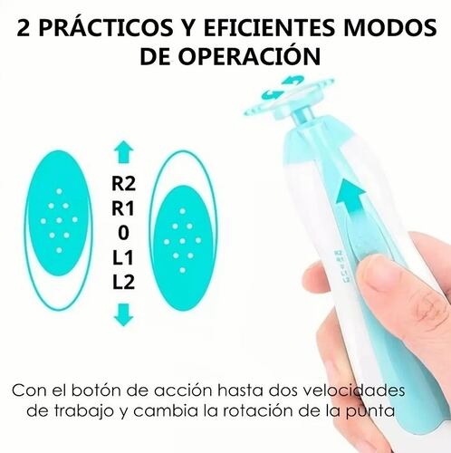 Lima De Uñas Eléctrica Para Bebés Portátil Luz Led Azul