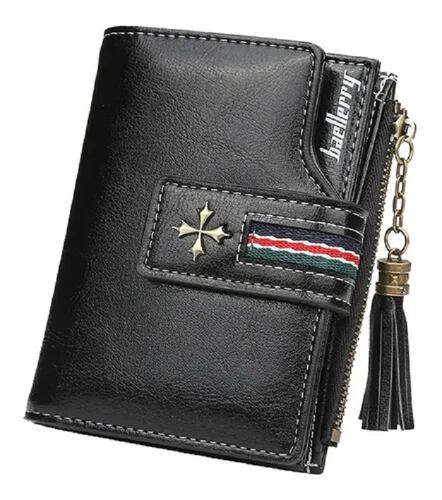Cartera De Piel Para Mujer Con Diseño De Borlas Color Negro