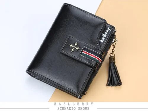 Cartera De Piel Para Mujer Con Diseño De Borlas Color Negro
