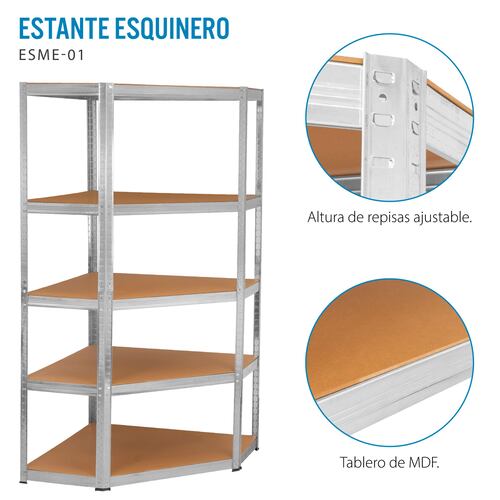 Estante Metalico Esquinero Anaquel Organizador de 5 Niveles