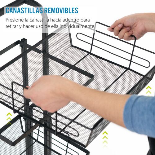 Carrito Organizador Multiusos Plegable Almacenamiento Ruedas