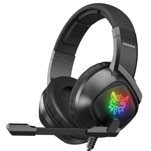 Audífonos gamer Onikuma K19 negro con luz rgb LED