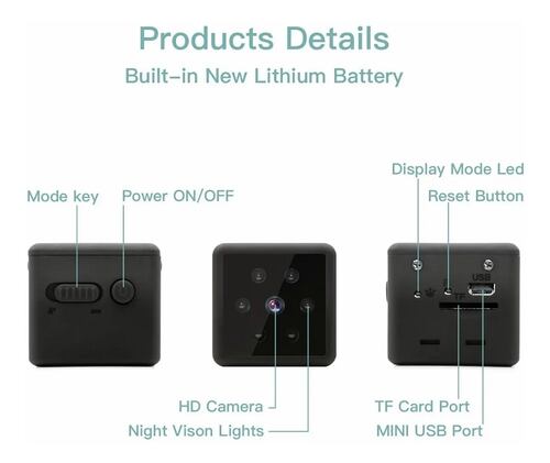 Cámara Espía Mini De Seguridad 1080p Hd Con Visión Nocturna