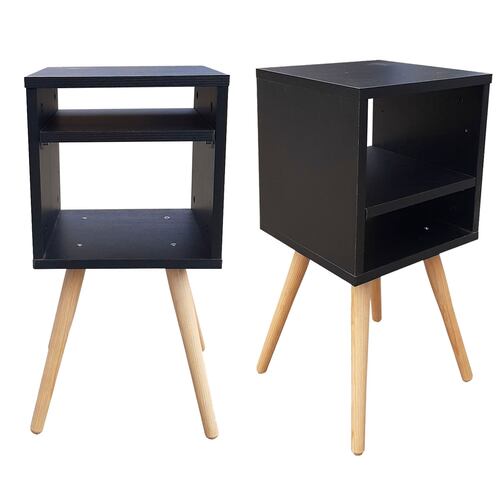 Juego De Burós Smart Hogare, Mesa De Noche  Practico y Moderno Negro 