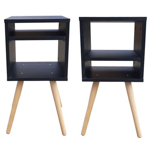 Juego De Burós Smart Hogare, Mesa De Noche  Practico y Moderno Negro 
