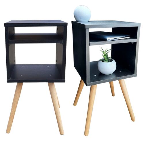 Juego De Burós Smart Hogare, Mesa De Noche  Practico y Moderno Negro 