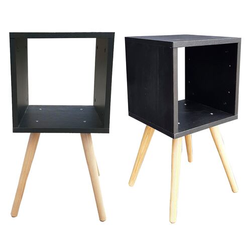 Juego De Burós Smart Hogare, Mesa De Noche  Practico y Moderno Negro 