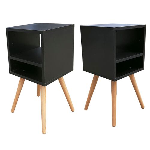 Juego De Burós Smart Hogare, Mesa De Noche  Practico y Moderno Negro 