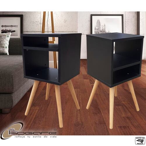 Juego De Burós Smart Hogare, Mesa De Noche  Practico y Moderno Negro 