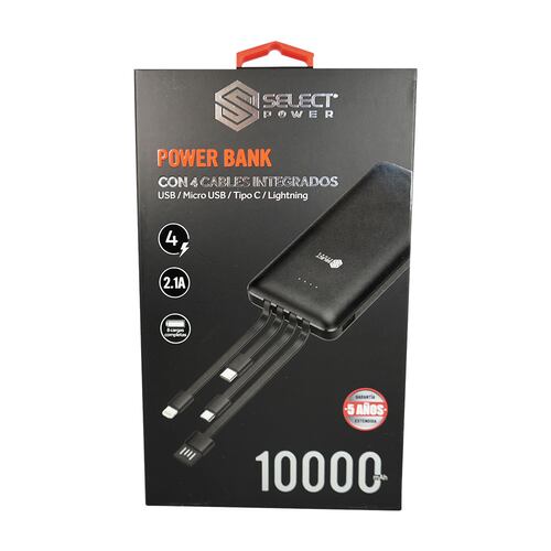 Pila Portátil Cables Incluidos 10,000 mAh SET Select Power PB10-SET