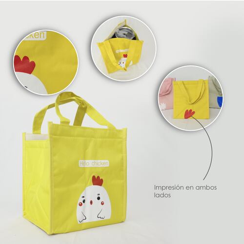 Bolsa De Almuerzo, Lonchera Térmica De Tela Oxford Portátil (Amarillo pollito)