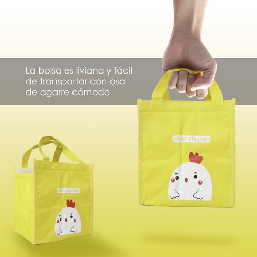Bolsa De Almuerzo, Lonchera Térmica De Tela Oxford Portátil (Amarillo pollito)