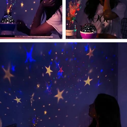 Lampara Proyector Noche Mesa Buro Estrellas Espacio Niños