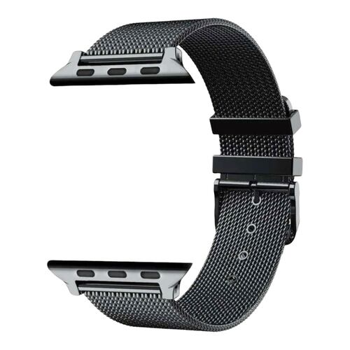 Correa Band Negra Metalica Compatible Con Apple Watch Hombre.
