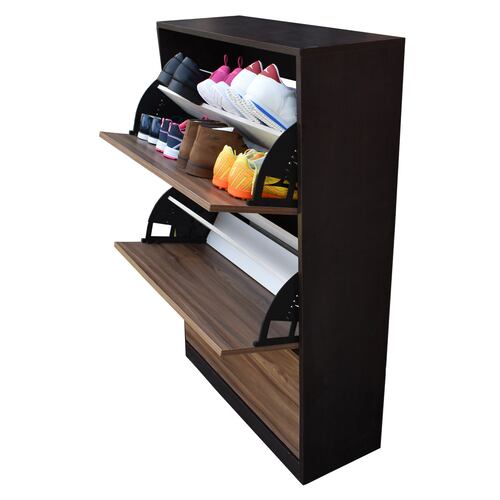 Organizador De Zapatos Hogare Mueble Zapatero Madera Venecia Elegante  y Minimalista Chocolate Parota