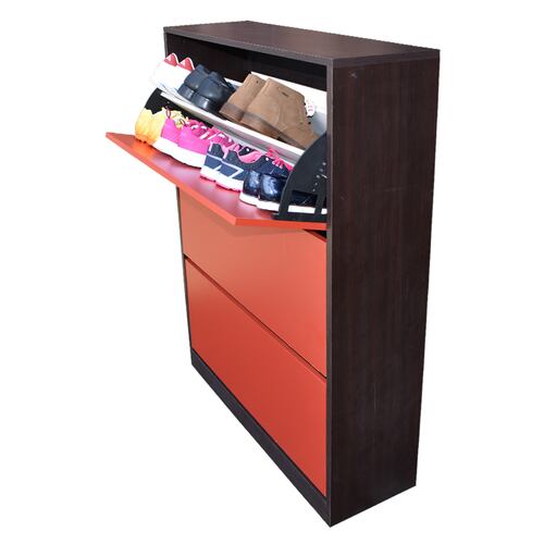 Organizador De Zapatos Hogare Mueble Zapatero Madera Venecia Minimalista y Elegante Chocolate Rojo