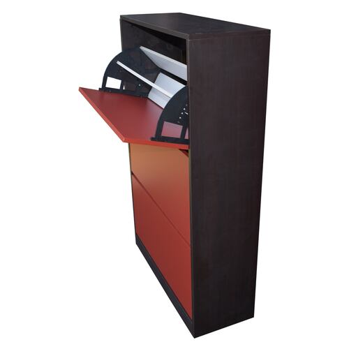Organizador De Zapatos Hogare Mueble Zapatero Madera Venecia Minimalista y Elegante Chocolate Rojo