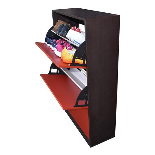 Organizador De Zapatos Hogare Mueble Zapatero Madera Venecia Minimalista y Elegante Chocolate Rojo